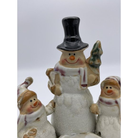 Vintage Snowman Candle Clay Pottery Tea Light Votive Holder Large Christmas - Picture 2 of 10